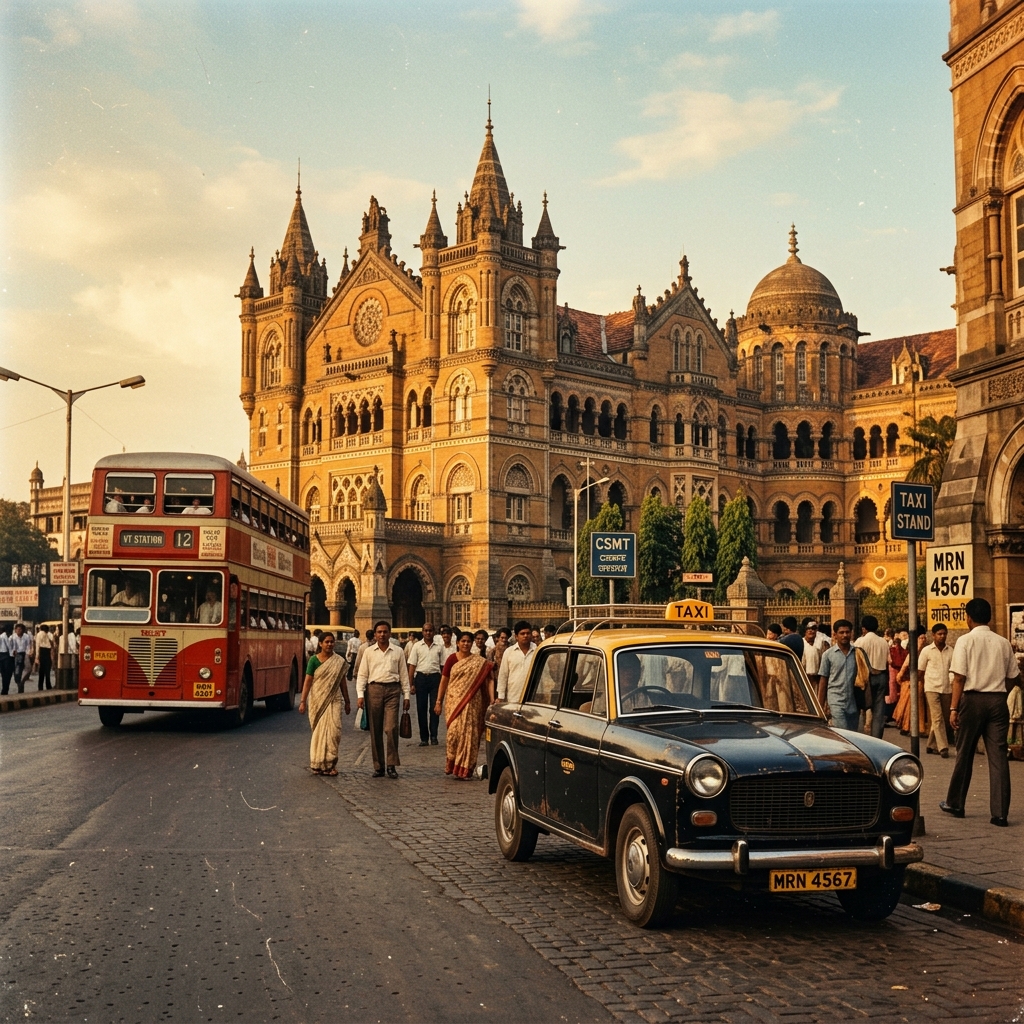 Mumbai street and kaali peeli taxi